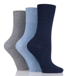Lade das Bild in den Galerie-Viewer, 6 Paar schlichte Baumwollsocken für Damen – Marineblau/Jeansblau/Hellgrau