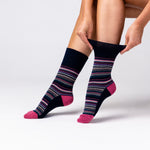 Load image into Gallery viewer, 3 Pairs Ladies Cotton Socks - Whimsy Stripes