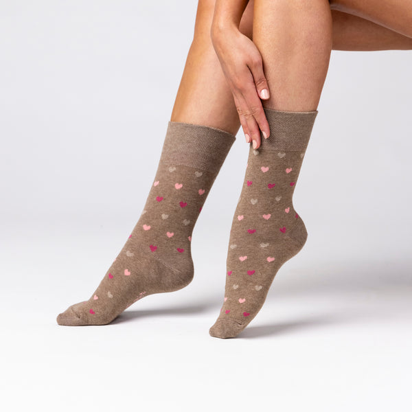 3 Paar Damen Baumwollsocken - Braun/Natur