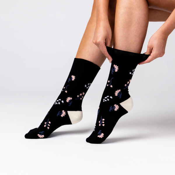 3 Paar Damen-Baumwollsocken - Floral Embrace