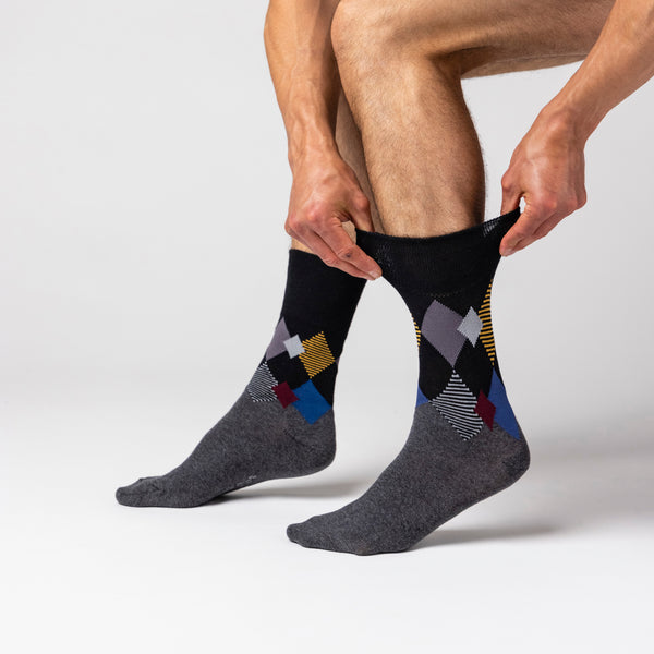 3 Pairs Men's Argyle Cotton Socks - Metro