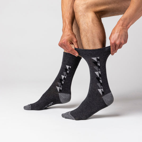 3 Pairs Men's Bigfoot Cotton Socks - Black/Charcoal/Grey