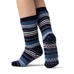 Load image into Gallery viewer, 1 Pair Ladies Raynaud's Thermal Slipper Socks - Navy Stripe