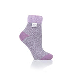 Load image into Gallery viewer, Ladies Original Sleep Socks with Feather Top - Lilac & Grey