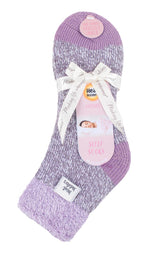 Load image into Gallery viewer, Ladies Original Sleep Socks with Feather Top - Lilac & Grey
