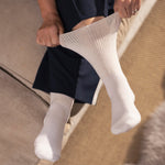 Load image into Gallery viewer, 3 Pairs Diabetic Slipper Socks - White