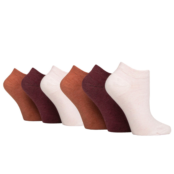 6 Paar Damen-Sneakersocken für Diabetiker - Terrakotta-Mix