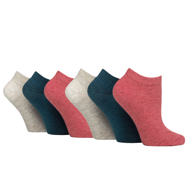6 Paar Damen-Sneakersocken für Diabetiker - Korallen-Mix
