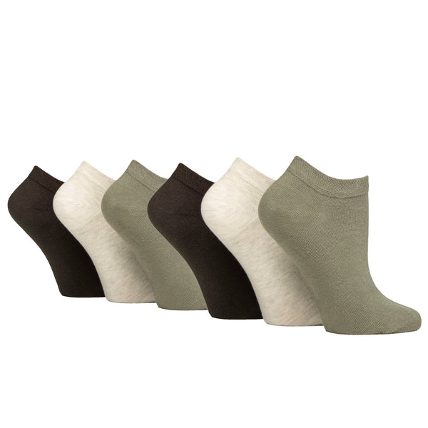 6 Paar Damen-Sneakersocken für Diabetiker - Khaki Mix