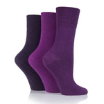 Load image into Gallery viewer, 3 Pairs Ladies Diabetic Socks - Purple Mix