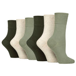 Load image into Gallery viewer, 6 Pairs Ladies Diabetic Socks - Khaki Mix