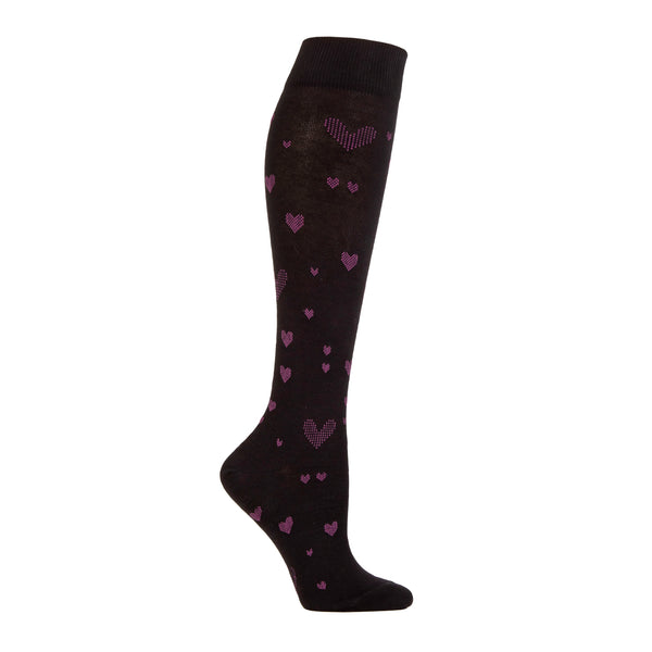 1 Paar Damen-Kompressions-Flugsocken – Schwarz/Pink