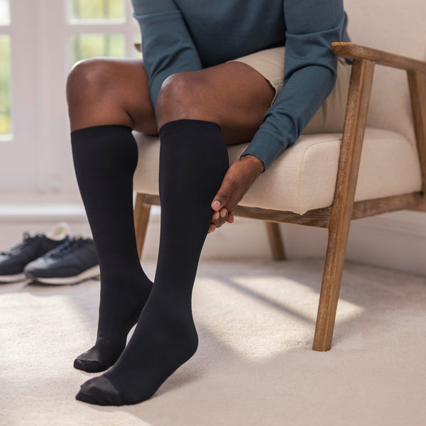 1 Paar Herren-Kompressions-Flugsocken – Schwarz