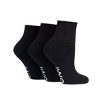 Load image into Gallery viewer, 3 Pairs Cushion Foot Diabetic Ankle Socks - Black