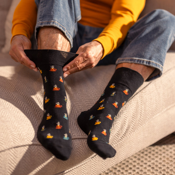 3 Paar Fun Feet Baumwollsocken für Herren - Kaffee