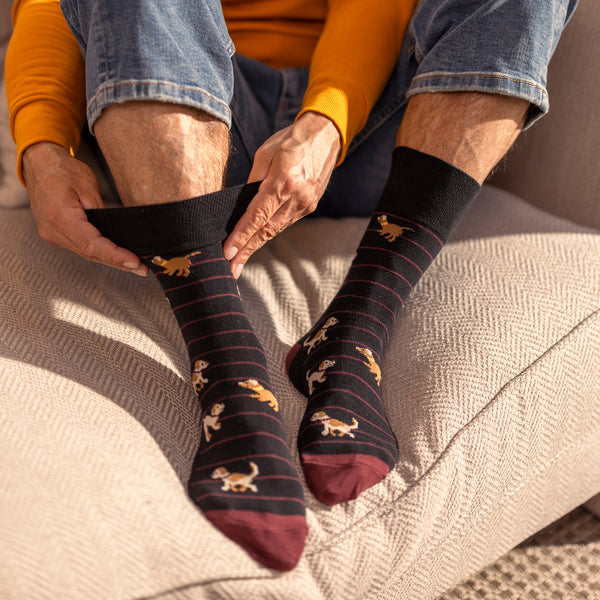 3 Paar Fun Feet Baumwollsocken für Herren – Team Dog