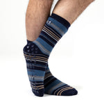 Load image into Gallery viewer, 1 Pair Men's Raynaud's Thermal Slipper Socks - Navy Stripe