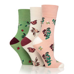 Lade das Bild in den Galerie-Viewer, 3 Paar Damen-RHS-Baumwollsocken – Blumenkontrast