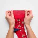 Load image into Gallery viewer, 3 Pairs Ladies Fun Feet Christmas Socks - Reindeer Mix