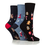 Load image into Gallery viewer, 3 Pairs Ladies Fun Feet Christmas Socks - Mixed Patterns
