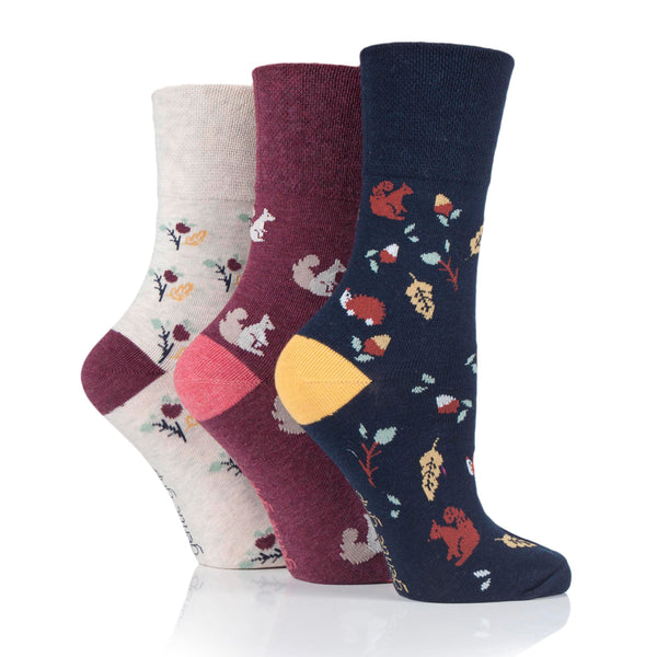 3 Paar Fun Feet Baumwollsocken für Damen – Herbstblätter