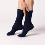 Load image into Gallery viewer, 6 Pairs Ladies Plain Cotton Socks - Navy/Denim/Light Grey
