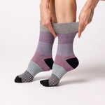 Load image into Gallery viewer, 3 Pairs Ladies Cotton Socks - Mixed Black Stripe