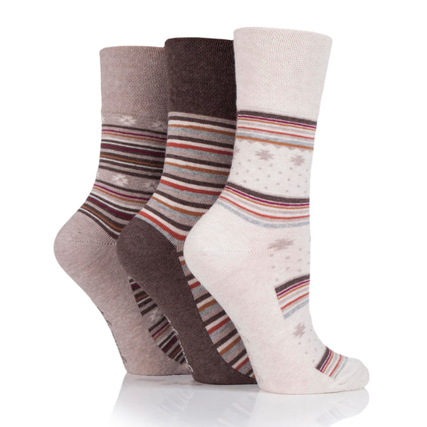 3 Paar Damen-Baumwollsocken - Folk Brown