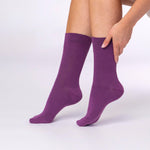 Load image into Gallery viewer, 3 Pairs Ladies Plain Cotton Socks - Pink/Purple