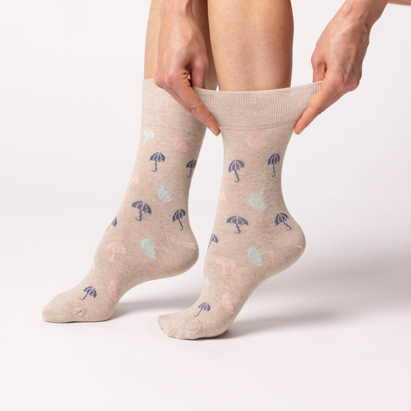 3 Pairs Ladies Fun Feet Cotton Socks - Rainy Days