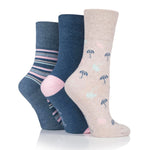 Load image into Gallery viewer, 3 Pairs Ladies Fun Feet Cotton Socks - Rainy Days