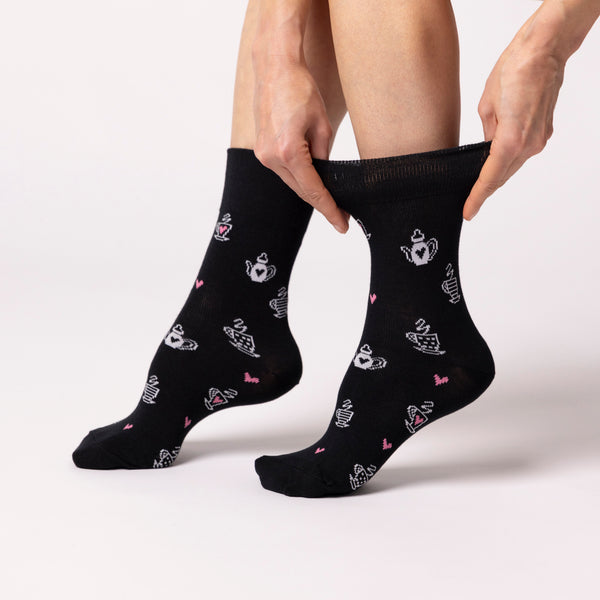3 Paar Fun Feet Baumwollsocken für Damen – Nachmittagstee