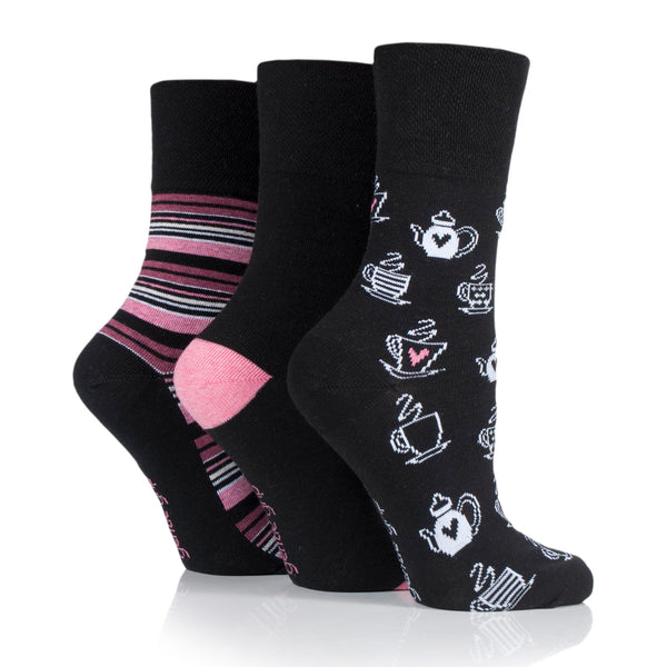 3 Paar Fun Feet Baumwollsocken für Damen – Nachmittagstee