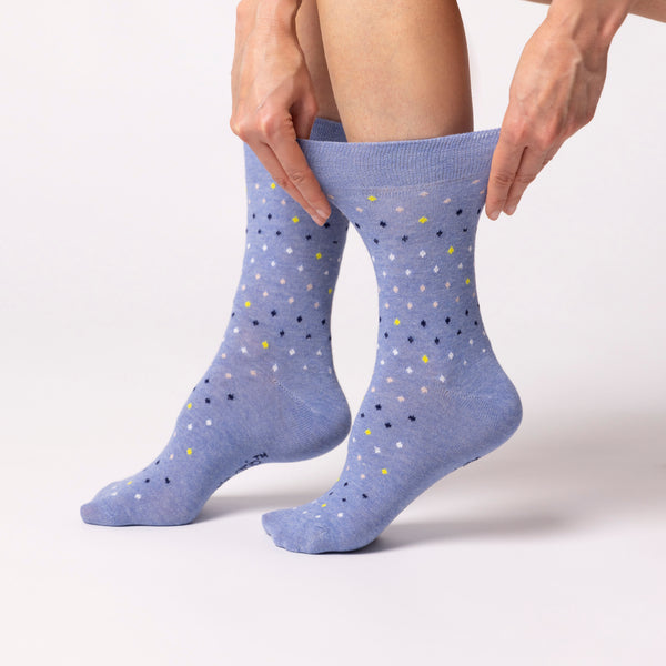 3 Paar Damen Baumwollsocken - Micro Blossom Blue