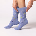 Load image into Gallery viewer, 3 Pairs Ladies Cotton Socks - Micro Blossom Blue