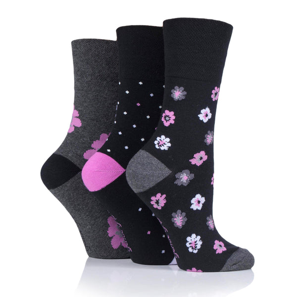 3 Paar Damen-Baumwollsocken - Blumenzauber