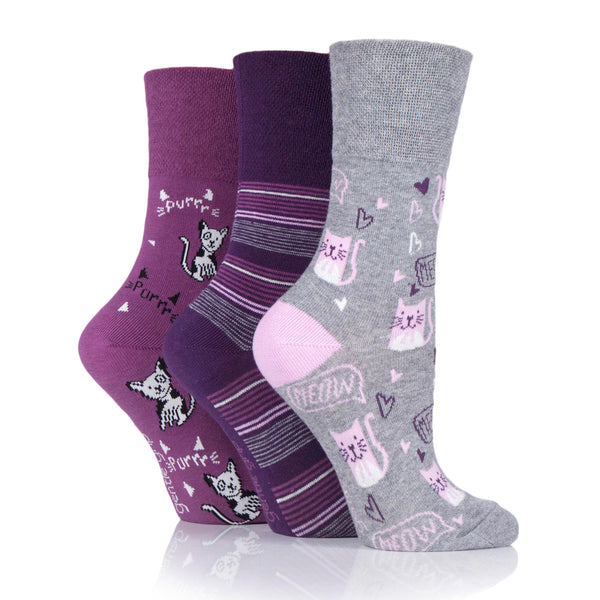 3 Paar Fun Feet Baumwollsocken für Damen – Kitten Purrrfect