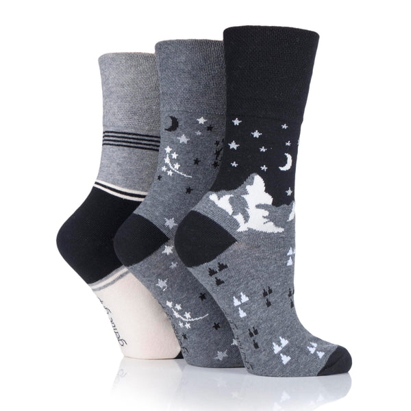 3 Paar Fun Feet Baumwollsocken für Damen – Zum Mond und zu den Sternen