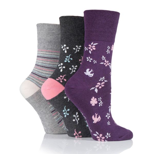 3 Paar Damen-Baumwollsocken - Romance Lila/Grau