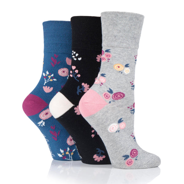 3 Paar Damen-Baumwollsocken - Floral Embrace
