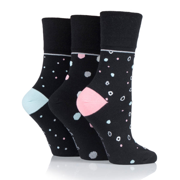 3 Paar Damen-Baumwollsocken - Mod Dots Schwarz