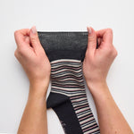 Load image into Gallery viewer, 3 Pairs Ladies City Varied Stripe Cotton Socks - Black