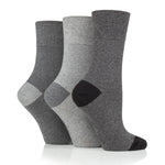 Load image into Gallery viewer, 3 Pairs Ladies Seclude Contrast Heel Socks - Grey
