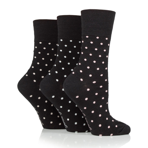 3 Paar Damen-Baumwollsocken mit digitalen Punkten - Schwarz