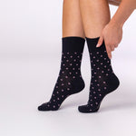 Load image into Gallery viewer, 3 Pairs Ladies Digital Dots Cotton Socks - Black