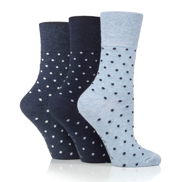 3 Paar Damen-Baumwollsocken mit digitalen Punkten – Marineblau/Jeansblau