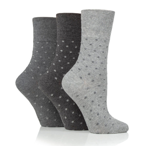 3 Paar Damen-Baumwollsocken mit digitalen Punkten – Anthrazit/Grau