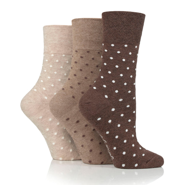 3 Paar Damen-Baumwollsocken mit digitalen Punkten - Braun/Neutral