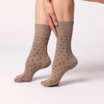 Load image into Gallery viewer, 3 Pairs Ladies Digital Dots Cotton Socks - Brown/Neutral
