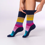 Load image into Gallery viewer, 3 Pairs Ladies Colourburst Cotton Socks - Stripey Vibes